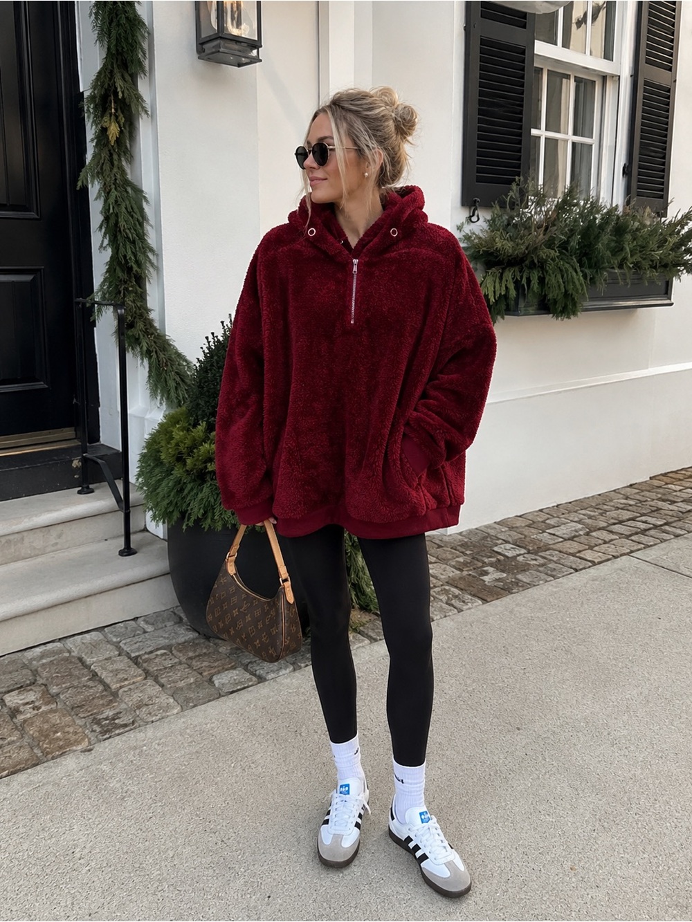 Sherpa Hoodie- Burgundy